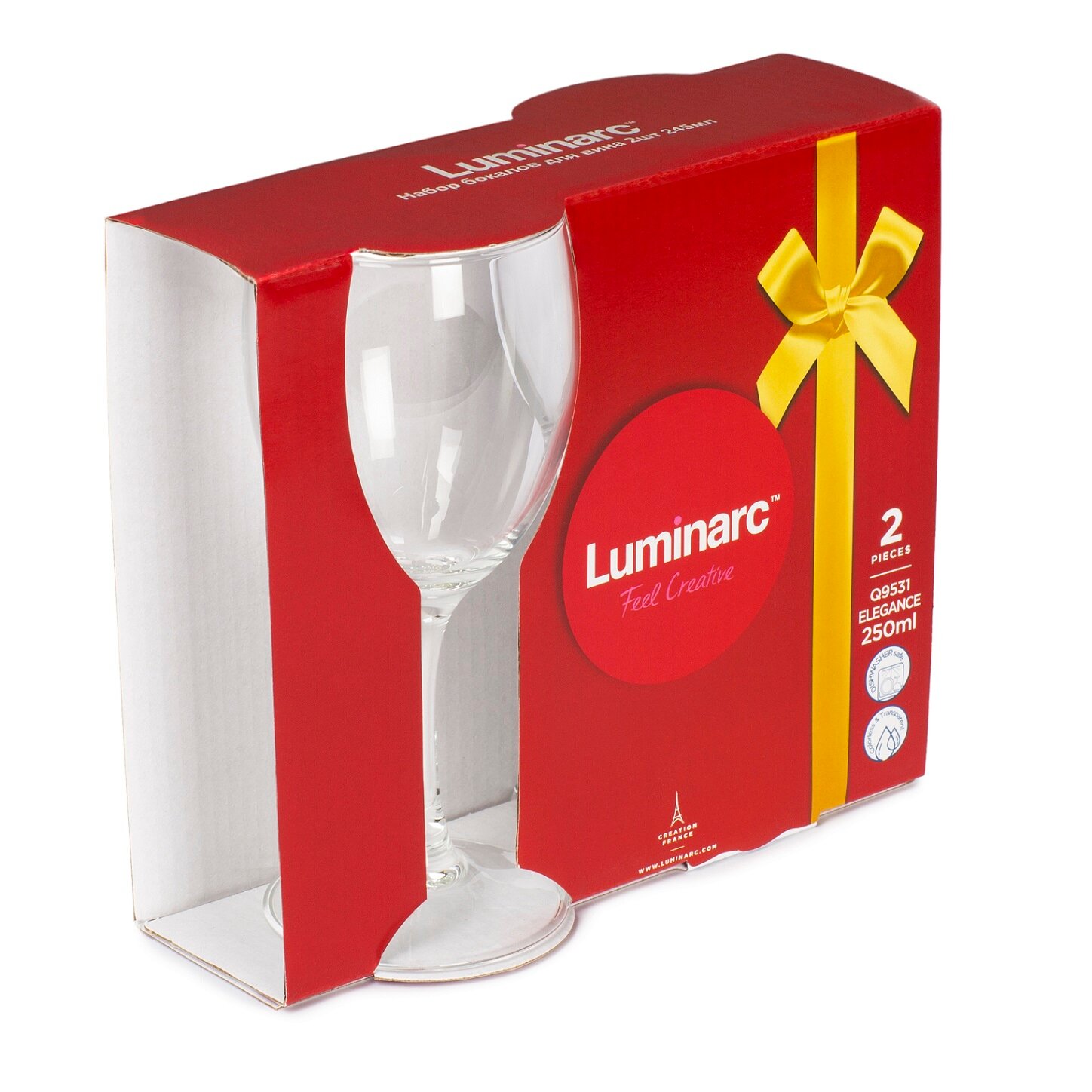 набор бокалов для вина 2шт 245мл luminarc q9531 - фото №7