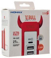 Сетевая зарядка MOMAX U.Bull (UM3S) белый