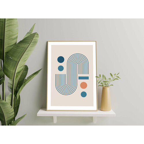 Интерьерный постер «Retro Lines» №2. Плакат без рамы (абстракция). Размер: A3 (29 x 42 см)