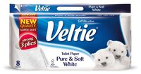Туалетная бумага Veltie Pure & Soft White трехслойная 8 шт.