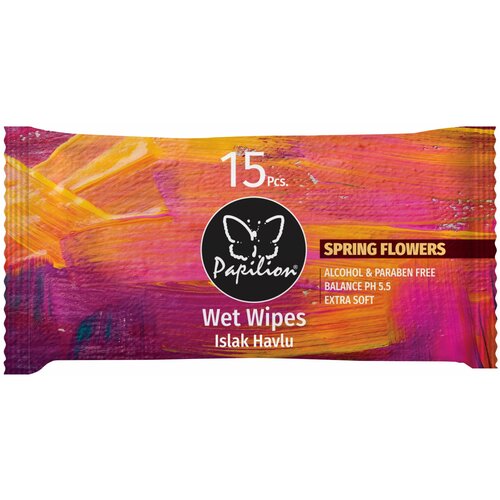 Влажные салфетки Papilion Арт терапия, освежающие, хлопковые, пачка 15 шт, набор 6 упаковок