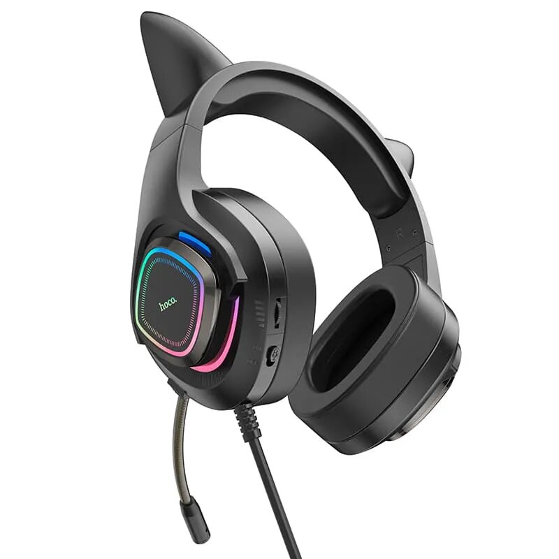 Наушники полноразмерные HOCO W107 Cute cat luminous cat ear gaming headphones.(phantom cat)