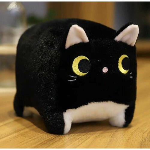 Мягкая игрушка Кот Куб черный, кот буханка, котокуб, 50 см мягкая плюшевая детская игрушка дымчатый рыжий котик 20см зеленые глазки