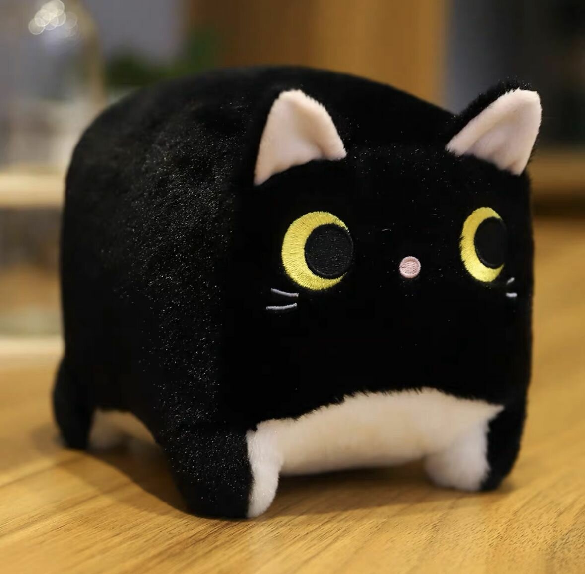 Мягкая игрушка Кот Куб черный, кот буханка, котокуб, 30 см