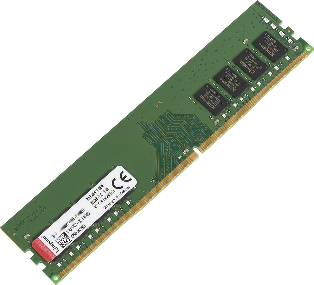 Оперативная память Kingston VALUERAM DDR4 - 8Gb, 2666 МГц, DIMM, CL19 (kvr26n19s8/8)