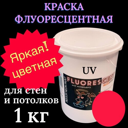 Краска AcidColors FLUORESCENT NEON акриловая Флуоресцентная художественная, красная