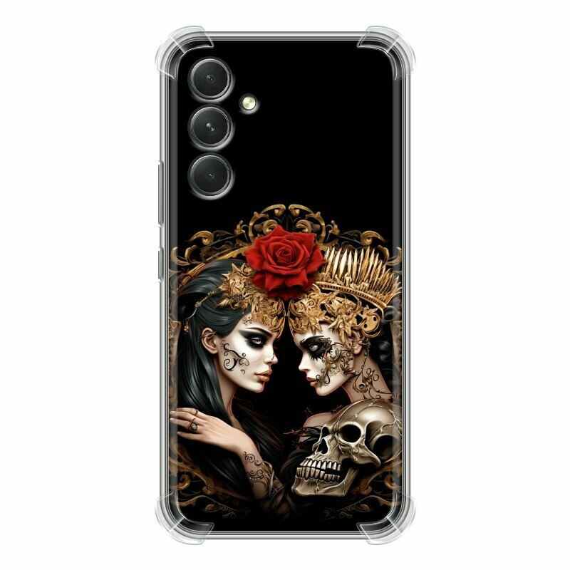 Дизайнерский силиконовый с усиленными углами чехол для Гэлакси А54 5Ж / Samsung Galaxy A54 5G Девушки и череп