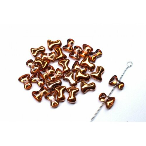 Бусины Tee beads 2х8мм, отверстие 0,5мм, цвет 00030/27137 хрусталь/закат, 730-022, 10г (около 50шт)