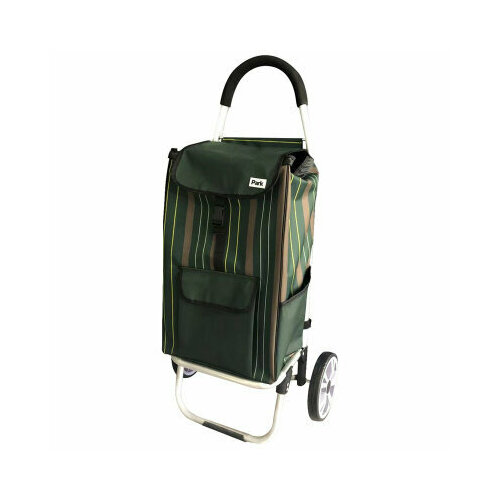 Сумка-тележка тележка для багажа PARK, 31х98, ручная кладь, отделение для мокрых вещей, черный, зеленый