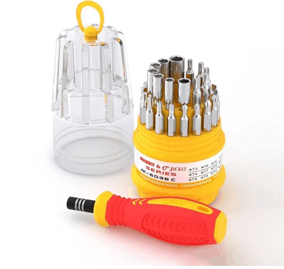 фото Jakemy/Набор отверток для ремонта телефонов смартфонов планшетов ноутбуков компьютеров и квадрокоптеров JK-6036C 31 в 1