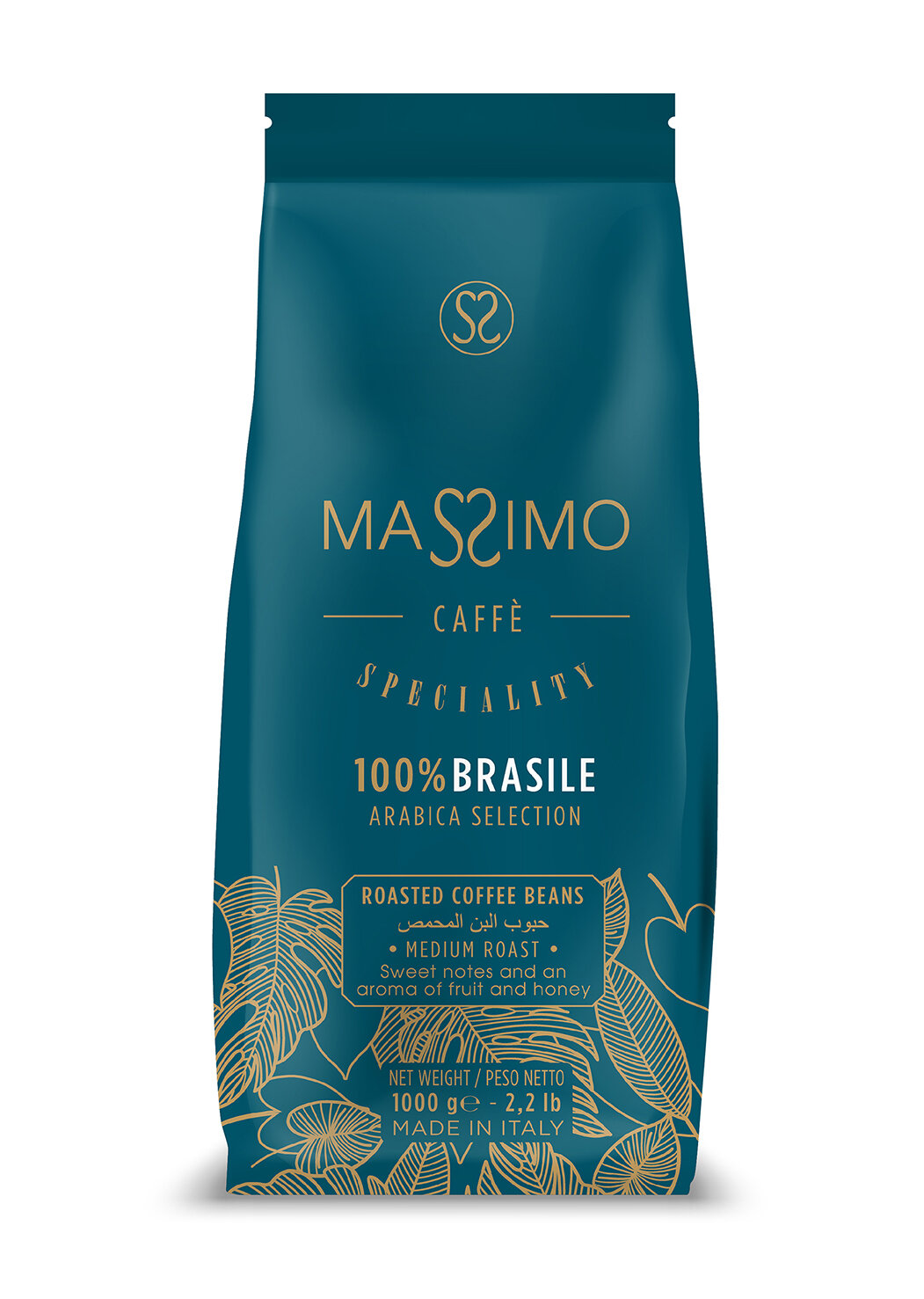 Кофе натуральный жареный в зернах Массимо Каффе 100% Бразиле