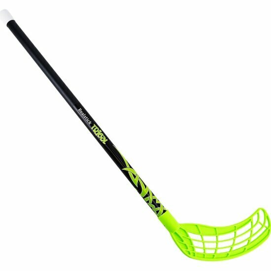 Клюшка для флорбола Realstick Tribal Jr MR-KF-TR70-GR, 70см, прямой крюк, пластик, черно-зеленый