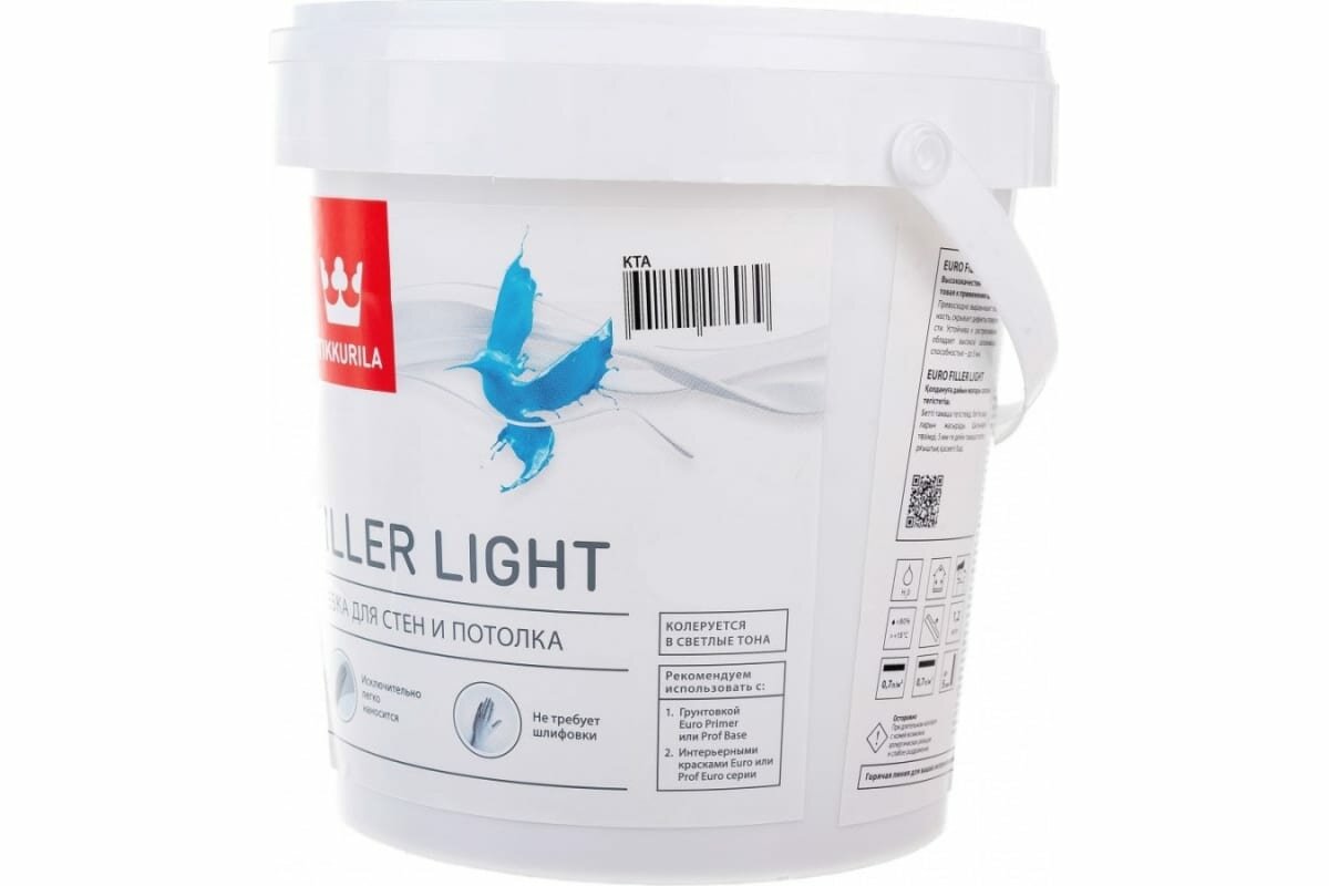 Tikkurila EURO FILLER LIGHT шпаклевка финишная легкая для стен и потолков 2,7л 700009482 53829 - фотография № 3