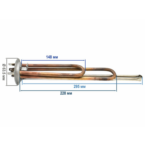 Нагревательный элемент (ТЭН) для водонагревателя 1000W (0,75 + 0,25) M6 D 64 мм L300 мм нагревательный элемент тэн для водонагревателя ariston тип rcf 1000w 65180040 cn