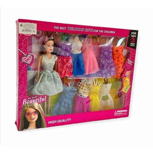 Кукла для девочки + комплект 10 платьев