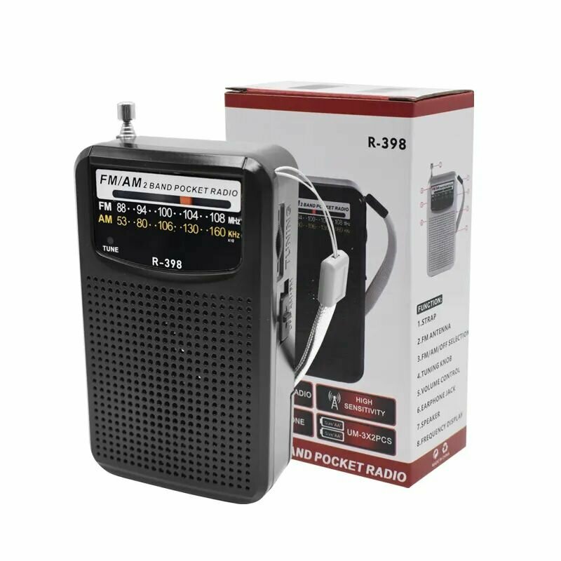 Радиоприемник 3Вт, портативный радио приемник MP3-плеер FM AM AUX — фото 6