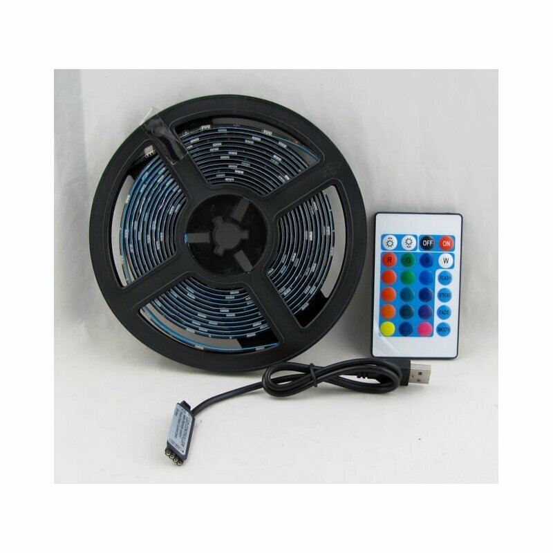 Светодиодная многоцветная RGB LED лента с пультом 2м 5050 SMD с USB, света диодная РГБ ЛЕД подсветка - фотография № 10
