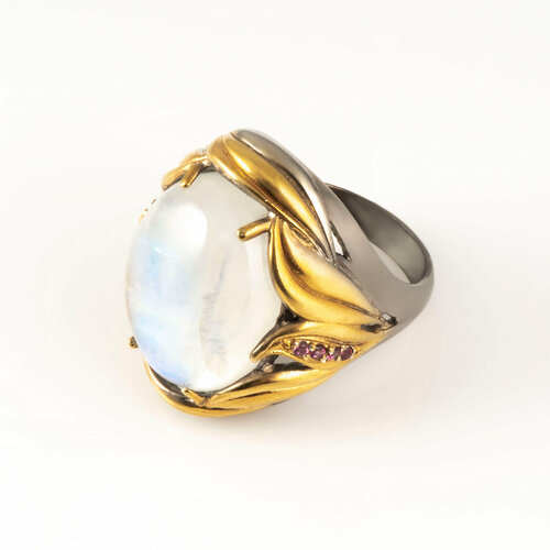 Кольцо Milana Silver, серебро, 925 проба, лунный камень, размер 19, серебристый