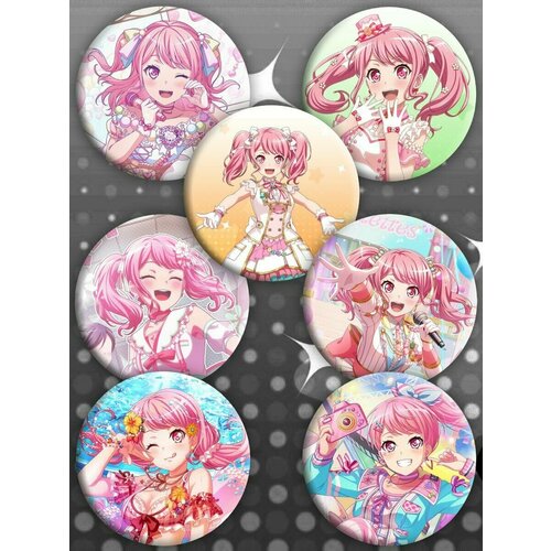 Набор значков BanG Dream! Girls Band Party!/ Бандори/ Бэнг дрим/ Bandori/ 44 мм/ Pastel Palettes/ Маруяма Ая Pastel Palettes/ Хазава Цугуми