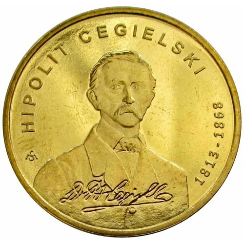 202 монета польша 2010 год 2 злотых артур гротгер латунь unc 2 злотых 2013 Польша 200 лет со дня рождения Цегельского