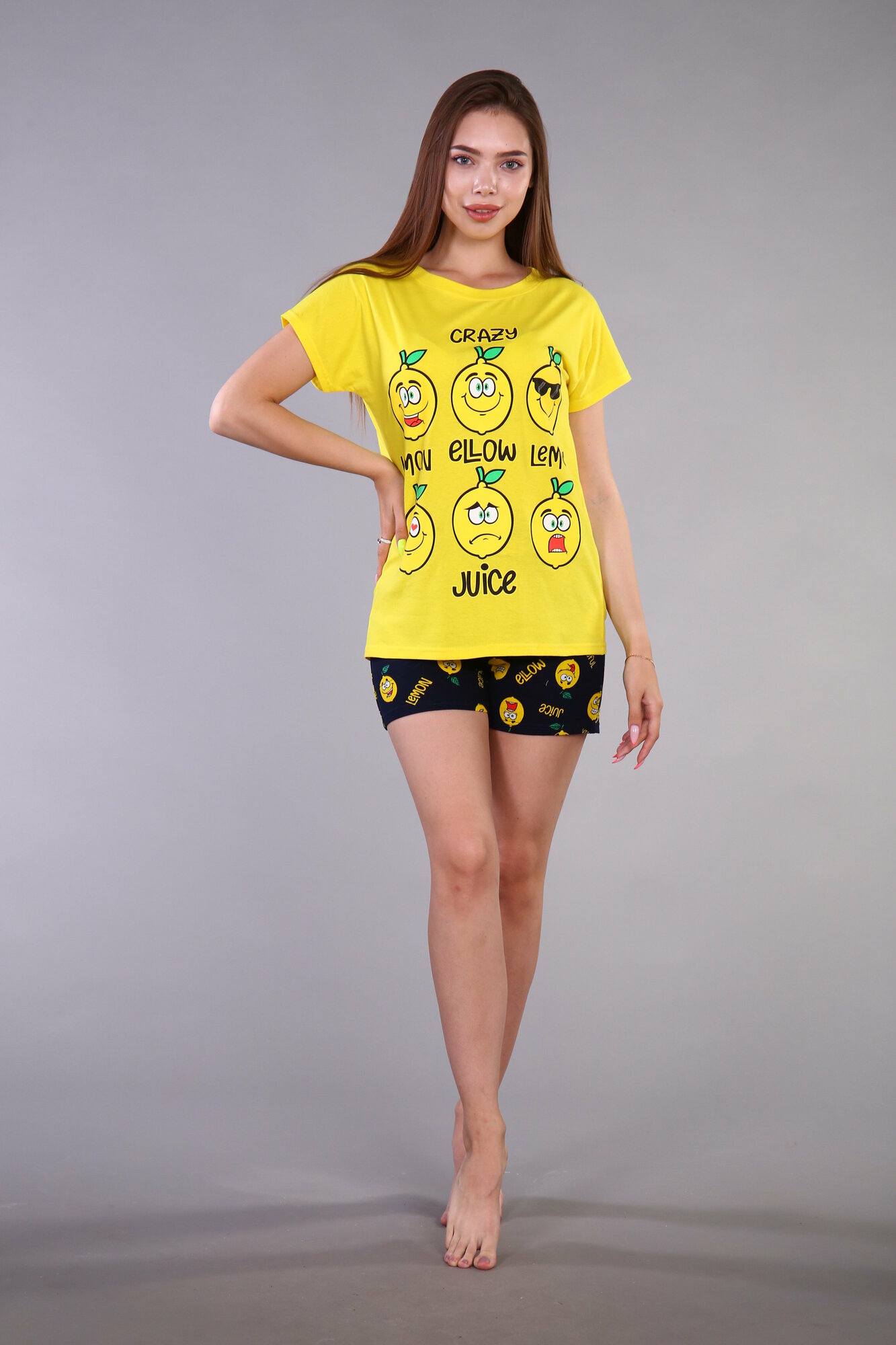 Пижама IvCapriz, размер 46, желтый, красный - фотография № 1