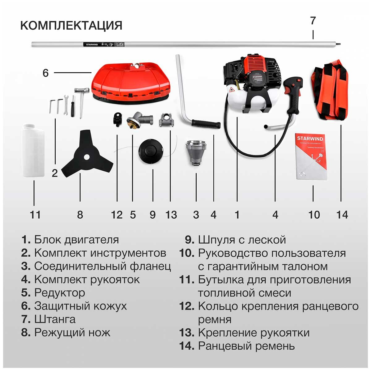 Триммер бензиновый (бензокоса) Starwind GT-52 3л.с - фотография № 6