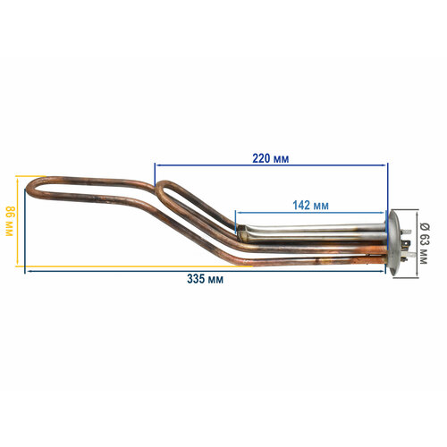 ТЭН для водонагревателя RF 2000W медный тэн гнутый из меди rf tw 2000вт универсальный двухрежимный с креплением под анод m4