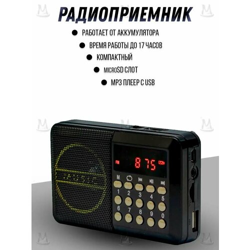 Радиоприемник MyLatso 3Вт, портативное радио MP3-плеер FM USB MicroSD, черный