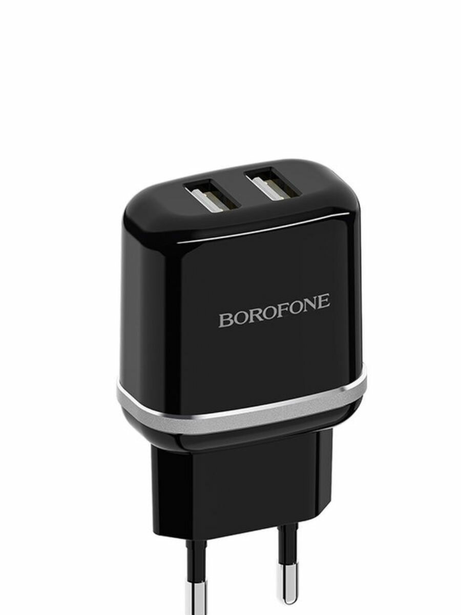 Сетевое зарядное устройство Borofone BA25A Outstanding, 2xUSB, 2.4A, черный Noname - фото №16