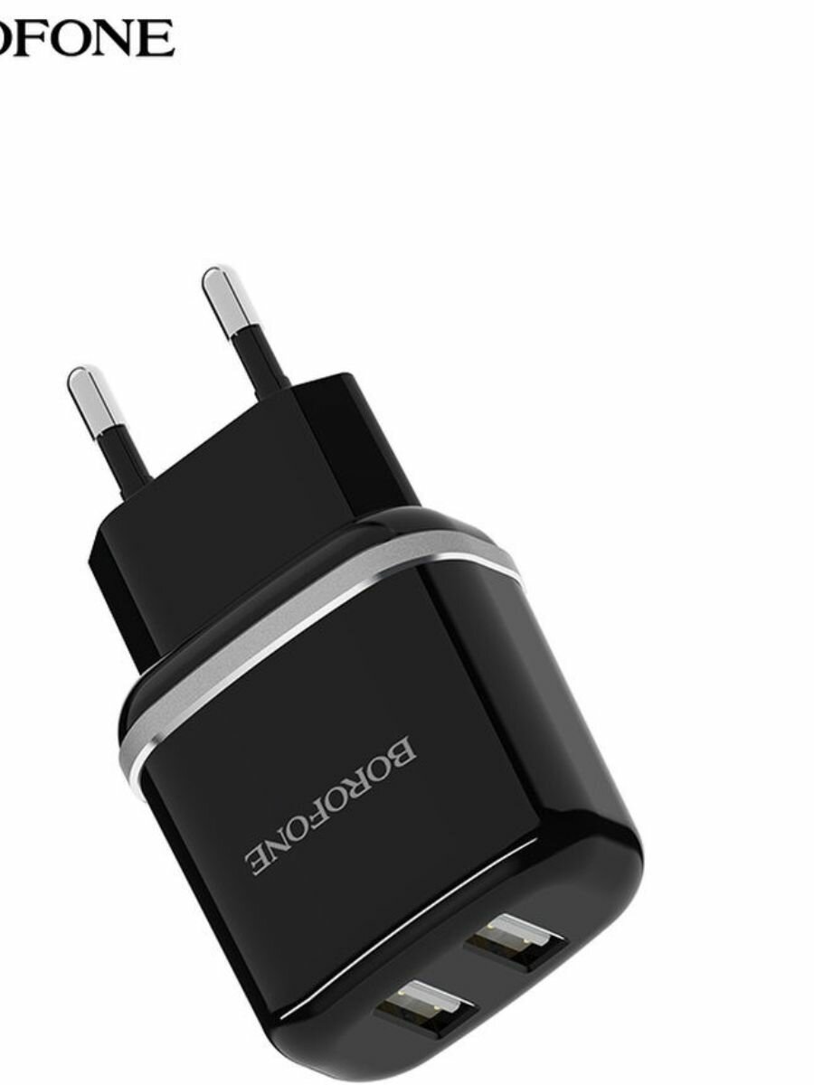 Сетевое зарядное устройство Borofone BA25A Outstanding, 2xUSB, 2.4A, черный Noname - фото №18