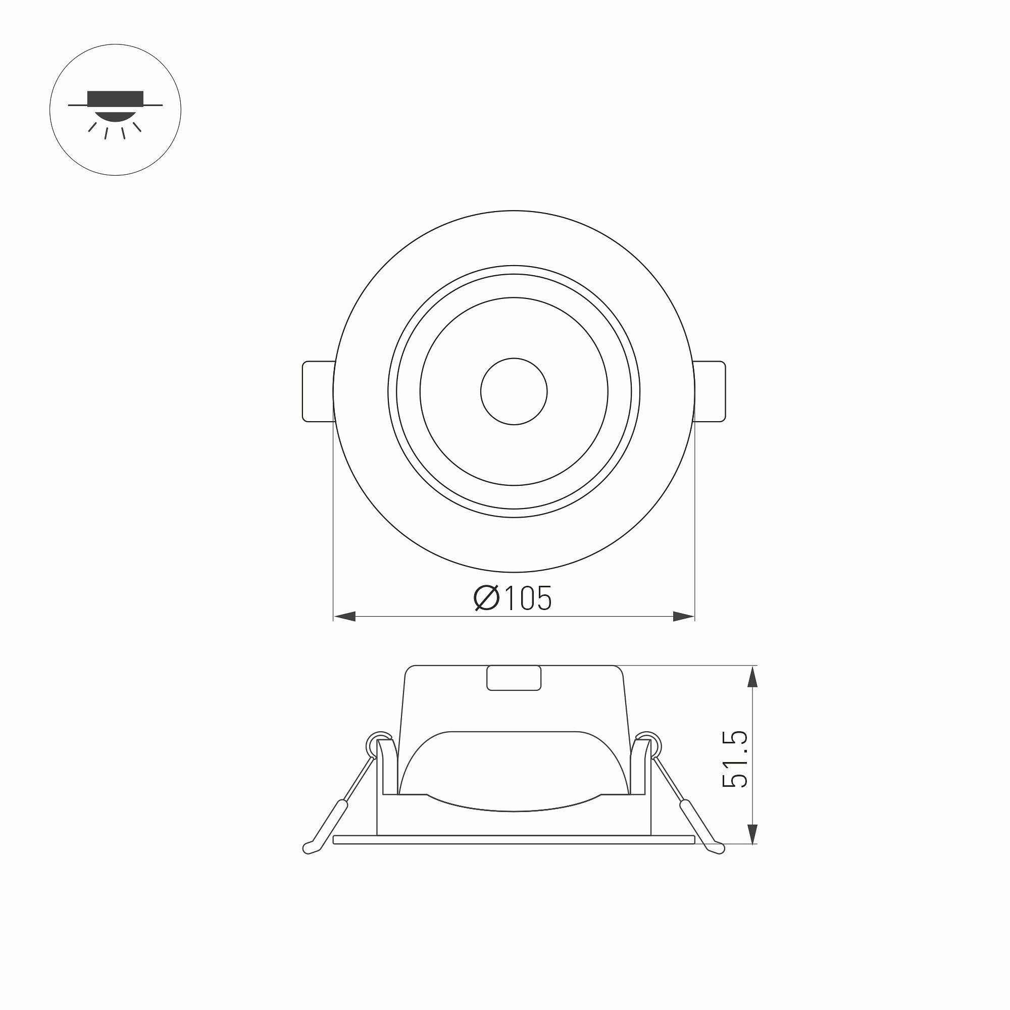 Встраиваемый светодиодный светильник Arlight LTD-Polar-Turn-R105-10W Day4000 / - фото №17