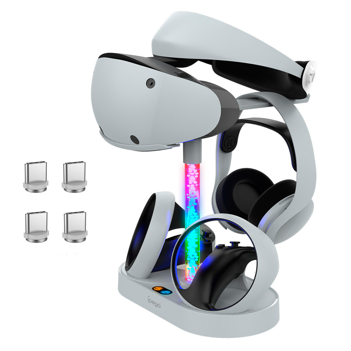 Зарядная RGB док-станция для контроллеров Sony PlayStation VR2 Sense Controller, док станция с RGB светильник для гарнитуры