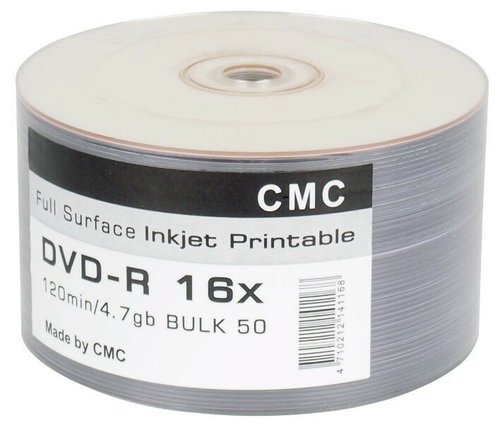 Диск Dvd-r CMC 4.7 Gb, 16x, Bulk, Full Ink Print (50шт)