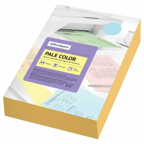 Бумага цветная OfficeSpace Pale Color, А4, 80 г/м2, 500 листов, оранжевая (356861) офисная бумага copy a формат а4 80 г м² 500 лист белый