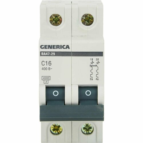 Автоматический выключатель Generica ВА47-29 2P C16 А 4.5 кА