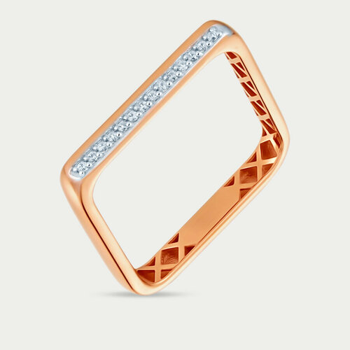 Кольцо GOLD CENTER, красное золото, 585 проба, фианит, размер 17