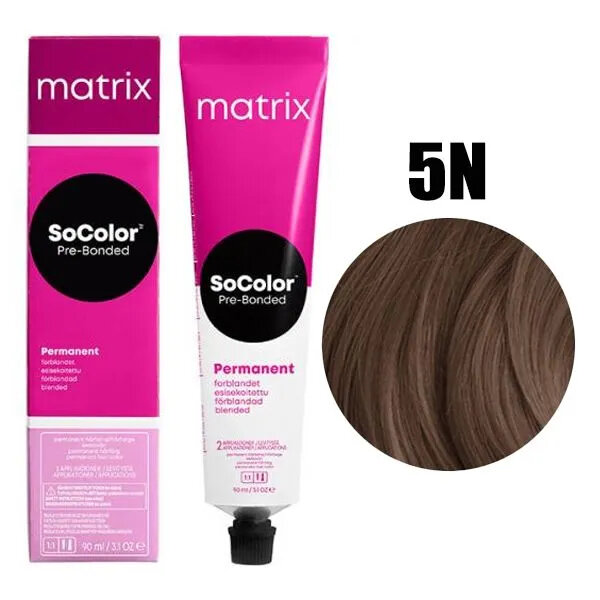 Matrix SoColor перманентная крем-краска для волос Pre-Bonded, 5N светлый шатен, 90 мл