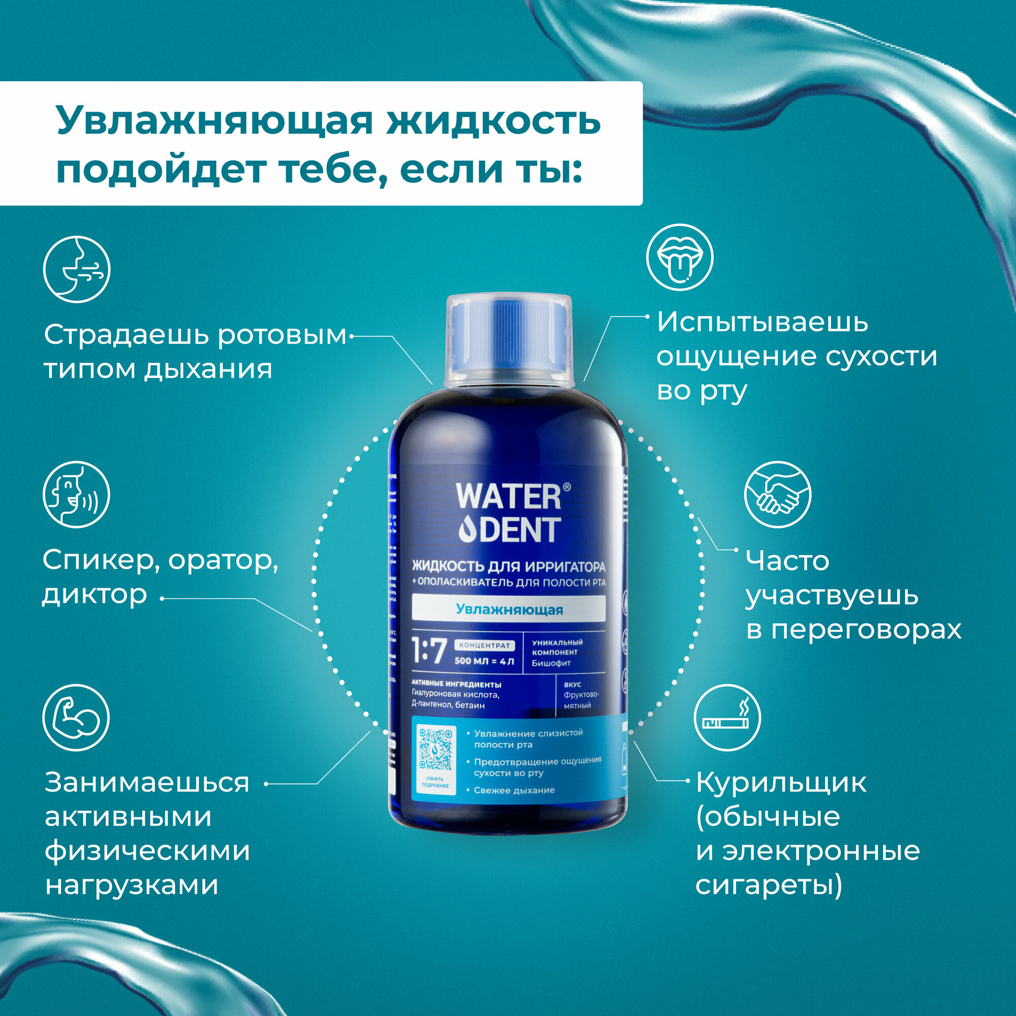 Набор Waterdent/Вотердент: Жидкость для ирригатора+Ополаскиватель для полости рта увлажняющий 500мл ЗАО Зеленая дубрава - фото №7