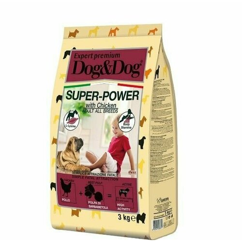 Dog&Dog Super-Power Сухой корм для взрослых активных собак, с курицей