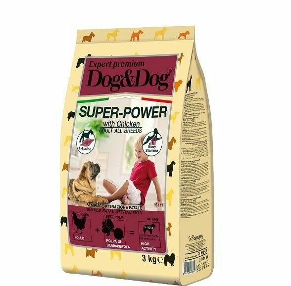 Dog&Dog Super-Power Сухой корм для взрослых активных собак, с курицей