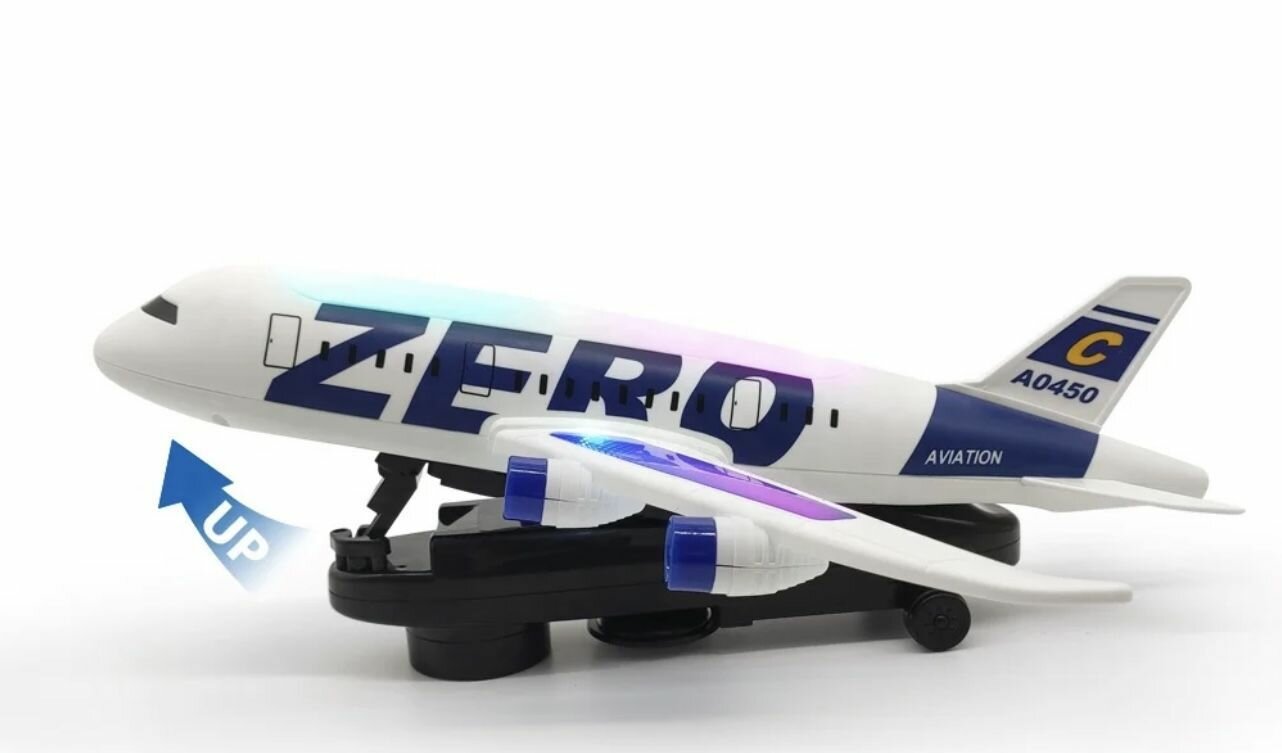 Самолёт "Zero Aircraft" ездит поднимается вверх световые и звуковые эффекты.