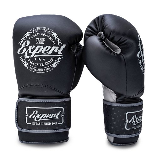 Перчатки для бокса кожаные Fight Expert Vintage Fusion черные 14 унций