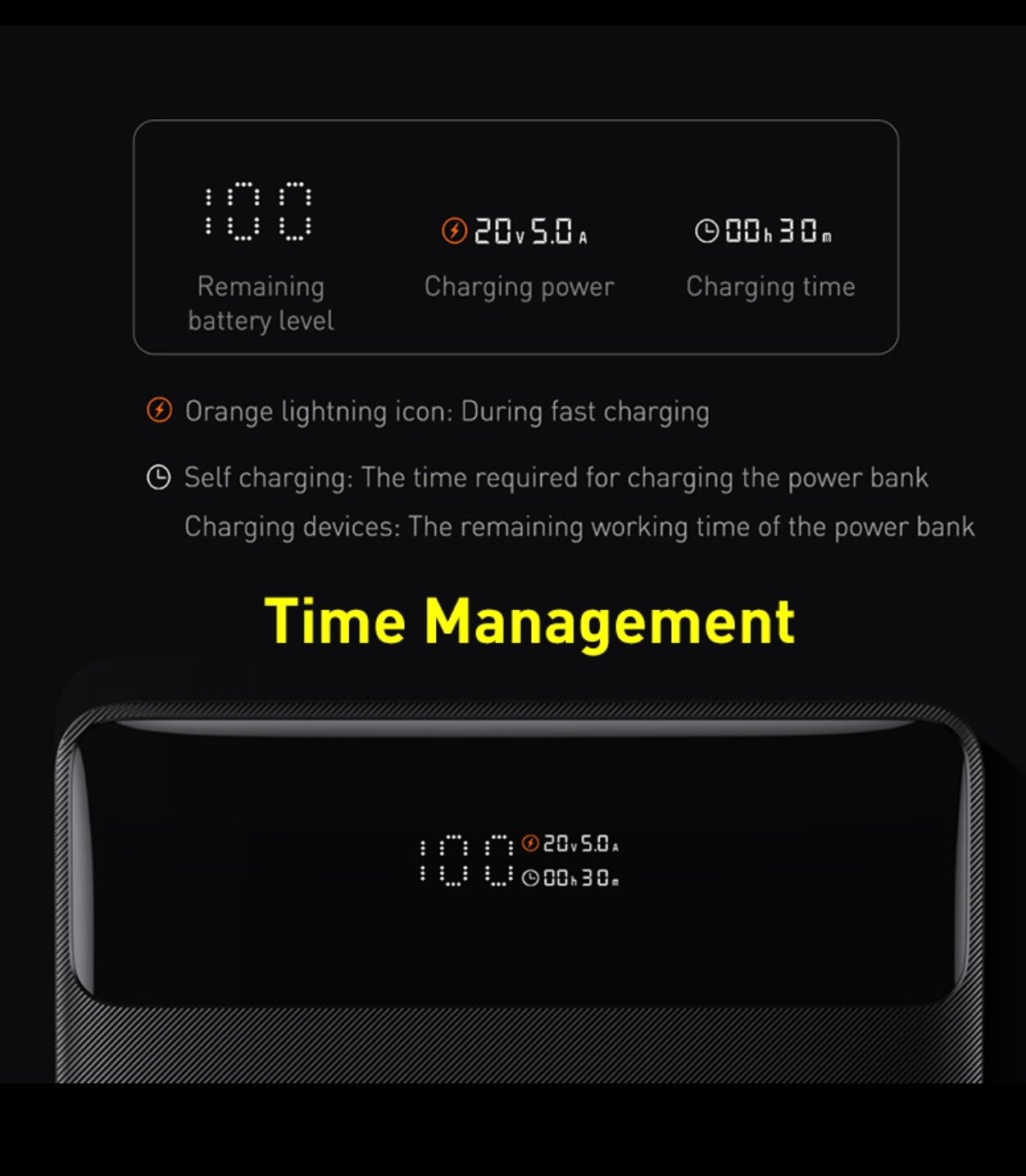 Внешний Аккумулятор Baseus Blade Power Digital Display Fast Charging Power bank 20000mAh 100W Black — фото 1