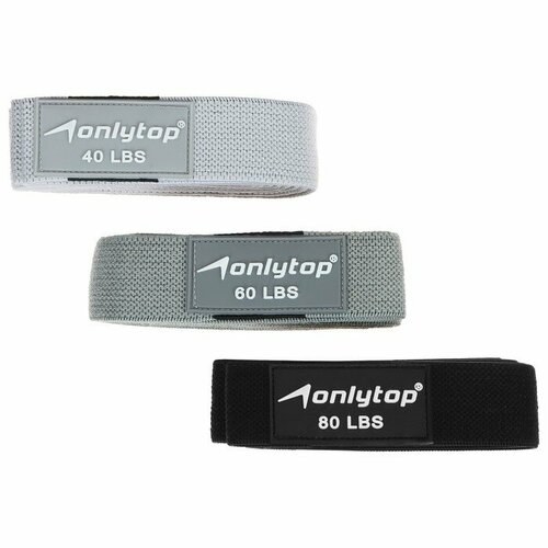 ONLYTOP Набор из 3 петель для фитнеса ONLYTOP нагрузка 18 27 36 кг 204х4 см 1608₽