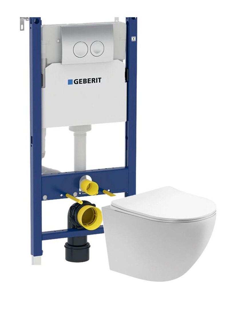 фото Унитаз Aquatek Европа AQ1901-00 с инсталляцией Geberit Duofix Delta 458.123.21.1 + клавиша смыва Delta 21 хром (SET европа хром)