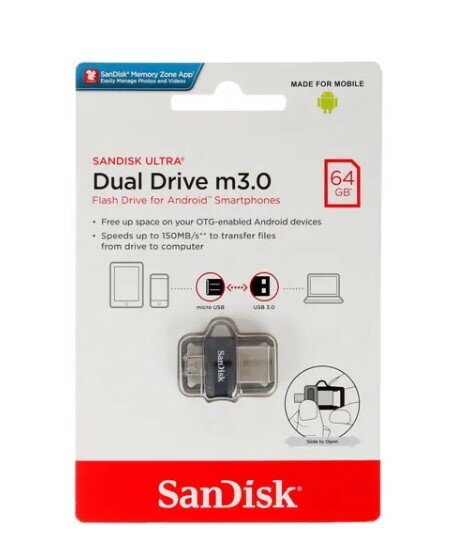 Флешка USB SANDISK Ultra Dual 64Гб, USB3.1, черный [sddd3-064g-g46] - фото №17