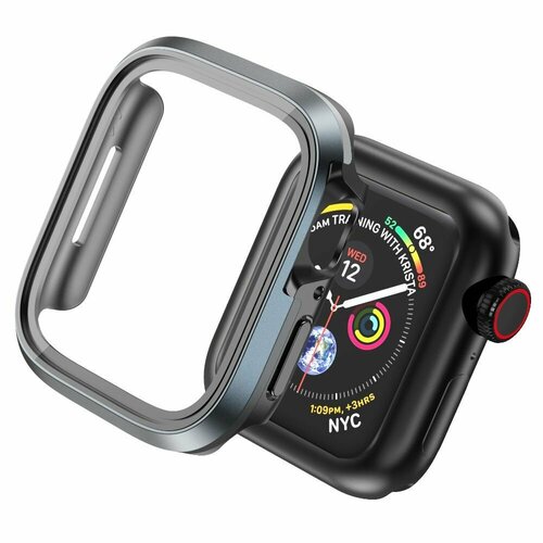 Чехол + защитное стекло для часов WiWU Defender Watch JD-104 для Apple Watch 7/8 41mm - Черный+Серый