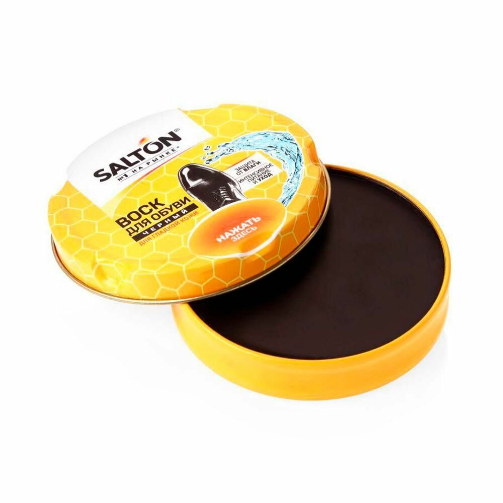 SALTON Воск д/обуви с норк. маслом черный (банка), 75мл — фото 1