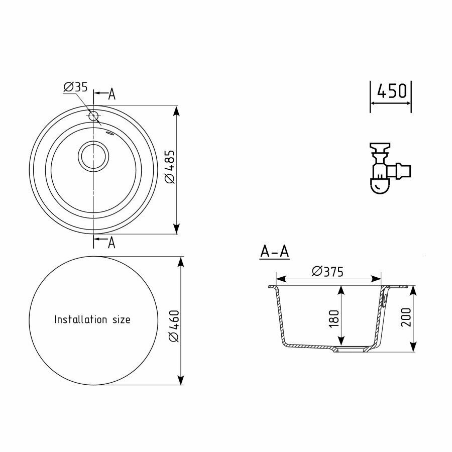 Мойка ULGRAN Quartz Nora 485-05 бетон - фотография № 8