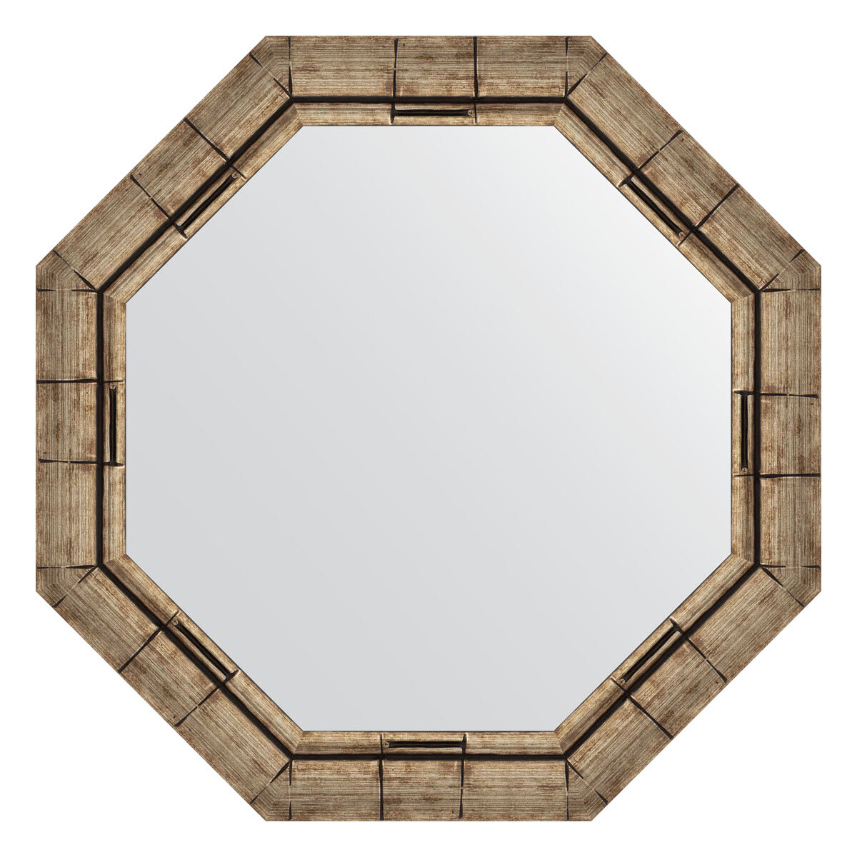 Зеркало настенное Octagon EVOFORM в багетной раме серебряный бамбук, 63х63 см, для гостиной, прихожей, кабинета, спальни и ванной комнаты, BY 3668